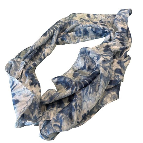 Vintage Women’s Scared Blue Wave Swirl Floral 62” Lightweight Summer Classic - Picture 1 of 6